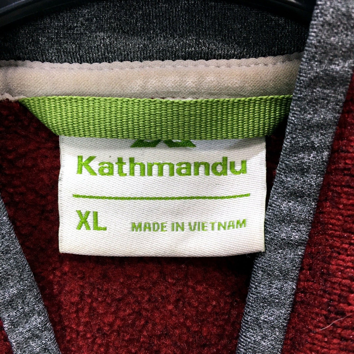 Kathmandu Mens Pullover Fleece Knit Jacket Recycled Polyester Burgundy Size XL