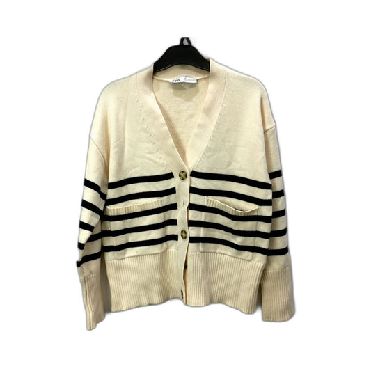Zara Womens Striped Cardigan Sweater - Soft Comfortable Cream XS NEW