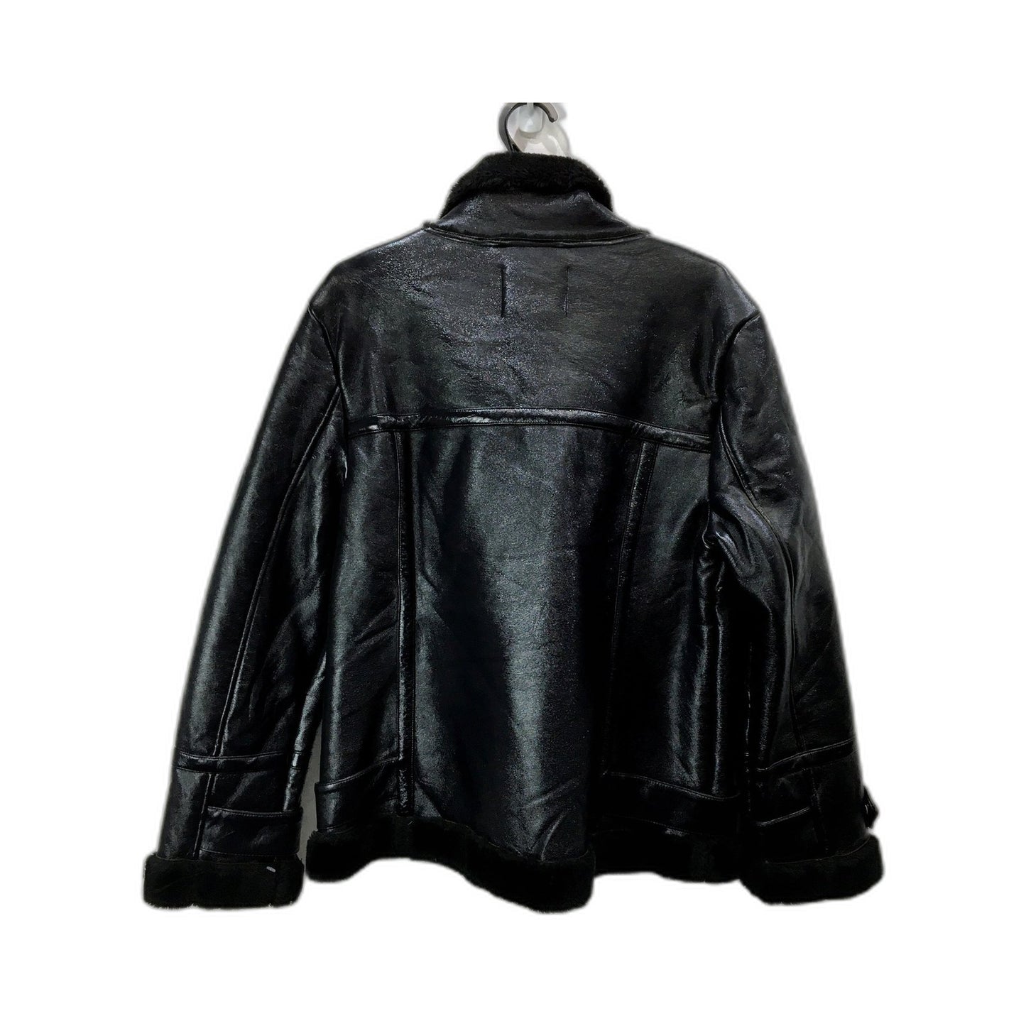 Dorothy Perkins Womens Faux Leather Moto Jacket Asymmetric Zip Black Size 12
