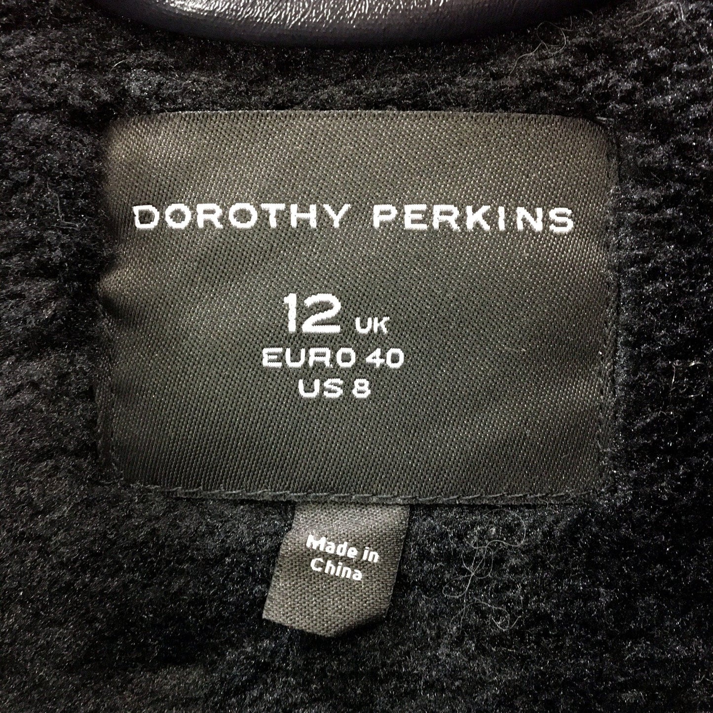 Dorothy Perkins Womens Faux Leather Moto Jacket Asymmetric Zip Black Size 12