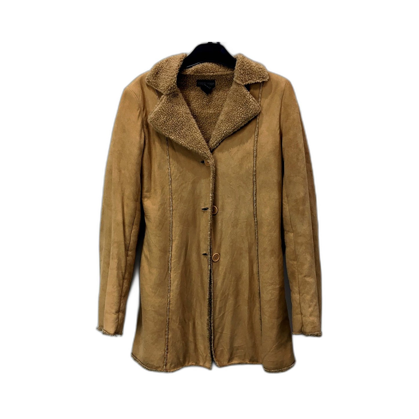 Caroline Morgan Womens Suede Sherpa Jacket Tan Size S