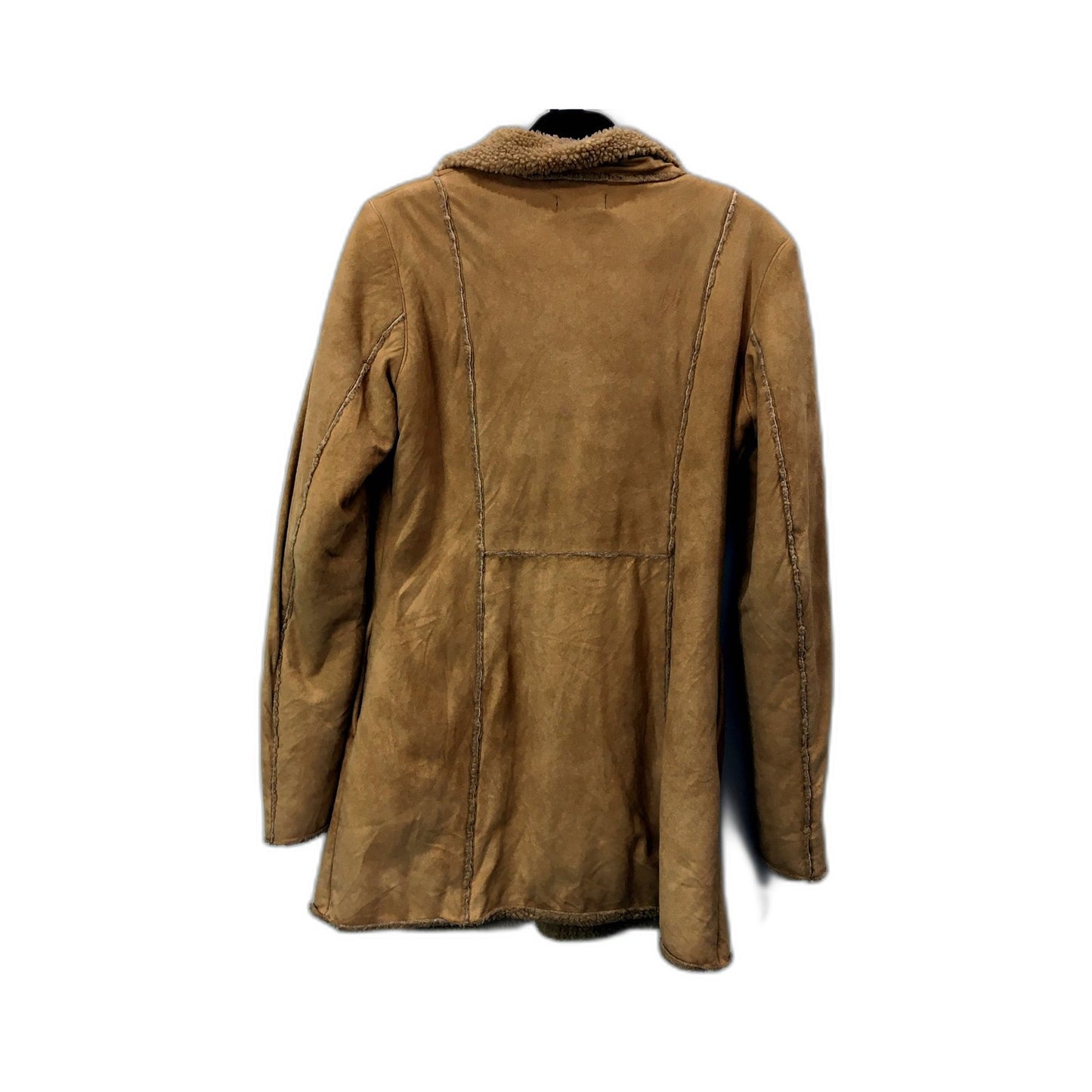 Caroline Morgan Womens Suede Sherpa Jacket Tan Size S