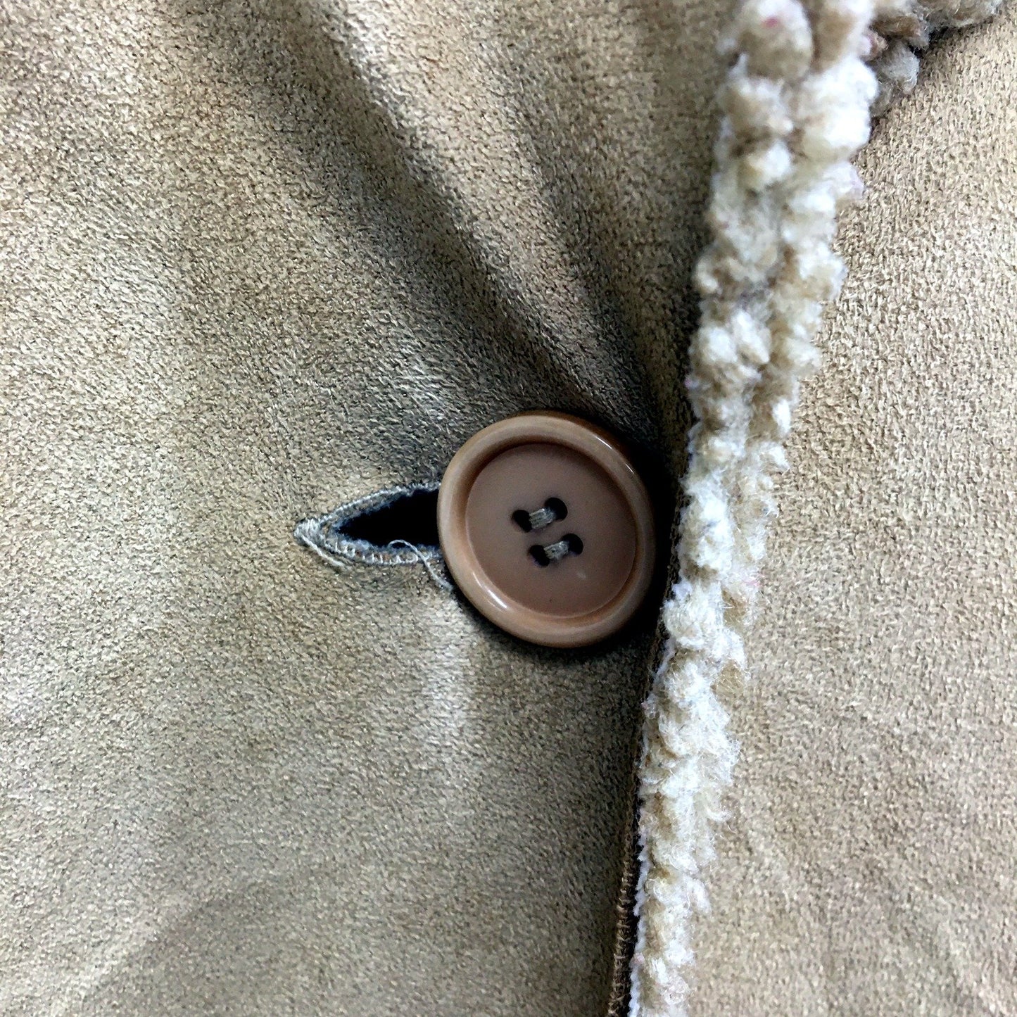 Caroline Morgan Womens Suede Sherpa Jacket Tan Size S