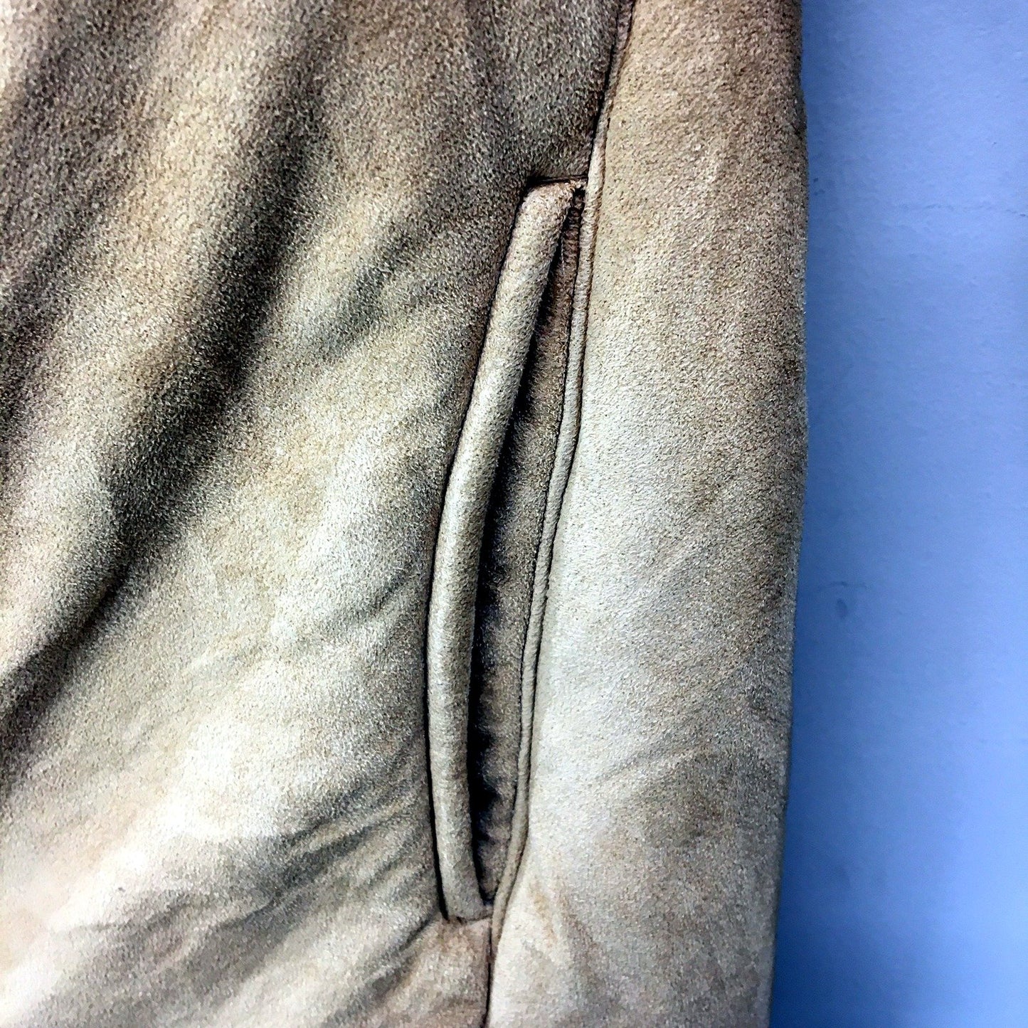 Caroline Morgan Womens Suede Sherpa Jacket Tan Size S