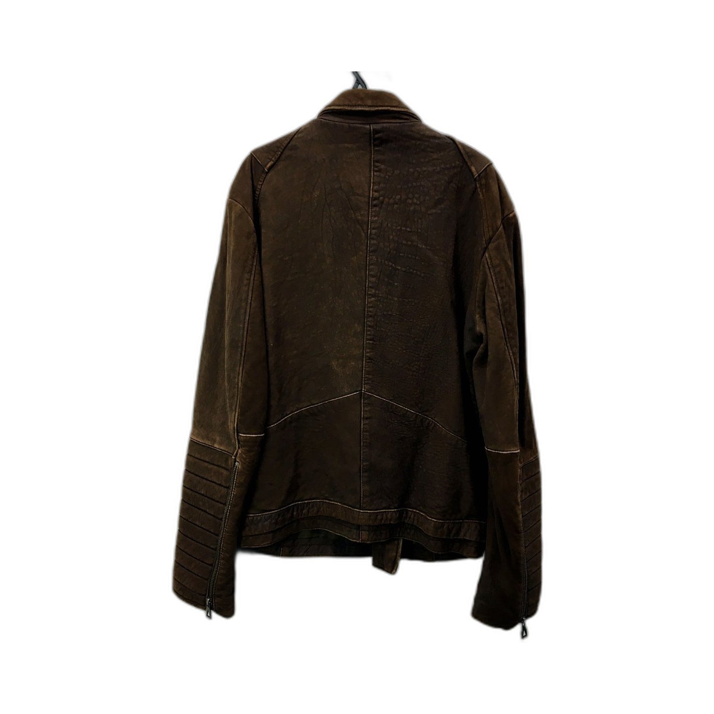 Eleven Paris Leather Jacket Mens Brown Leather Motorcycle Jacket XL Size