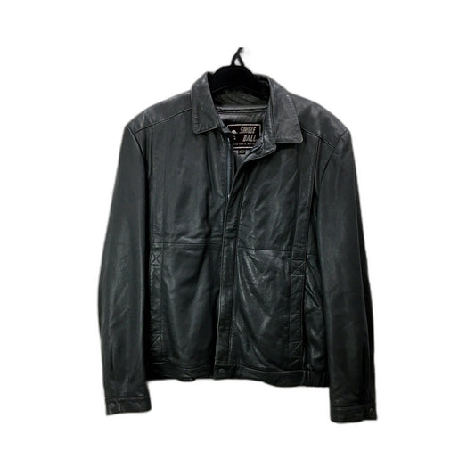 Single Ball Mens Grey Leather Jacket - Warm & Comfortable XL Size