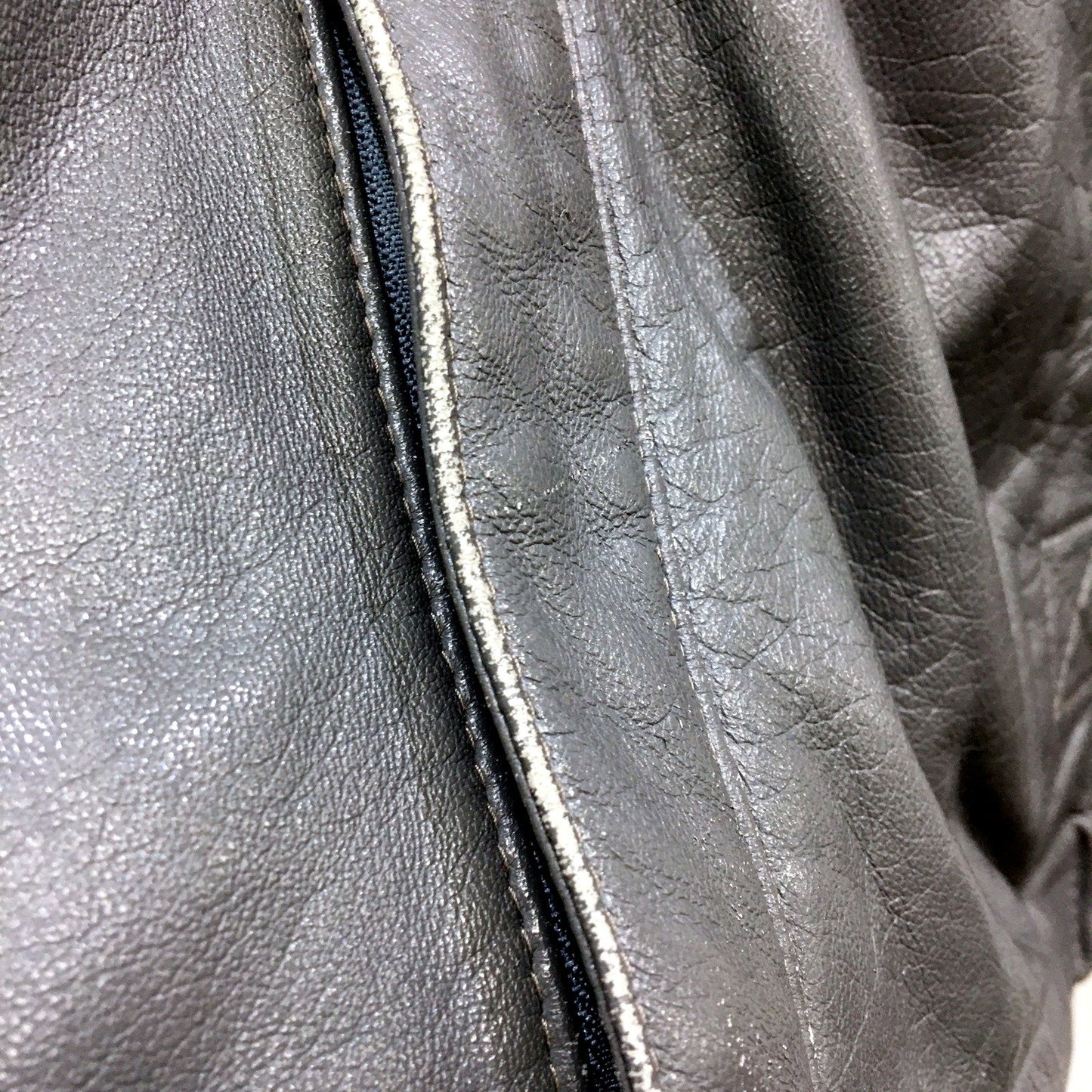 Single Ball Mens Grey Leather Jacket - Warm & Comfortable XL Size