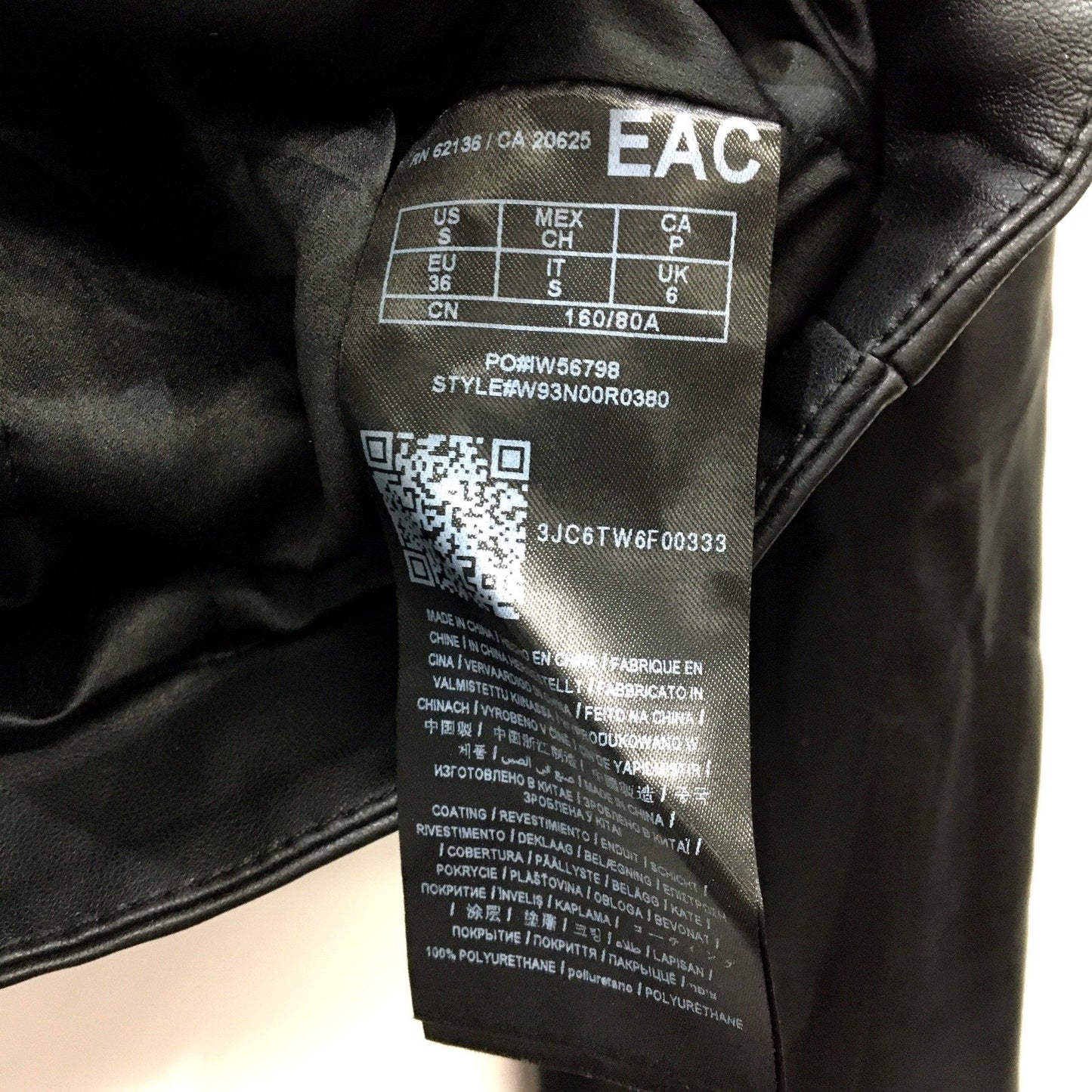 Guess Womens Cropped Faux Leather Jacket in Black for Small Size