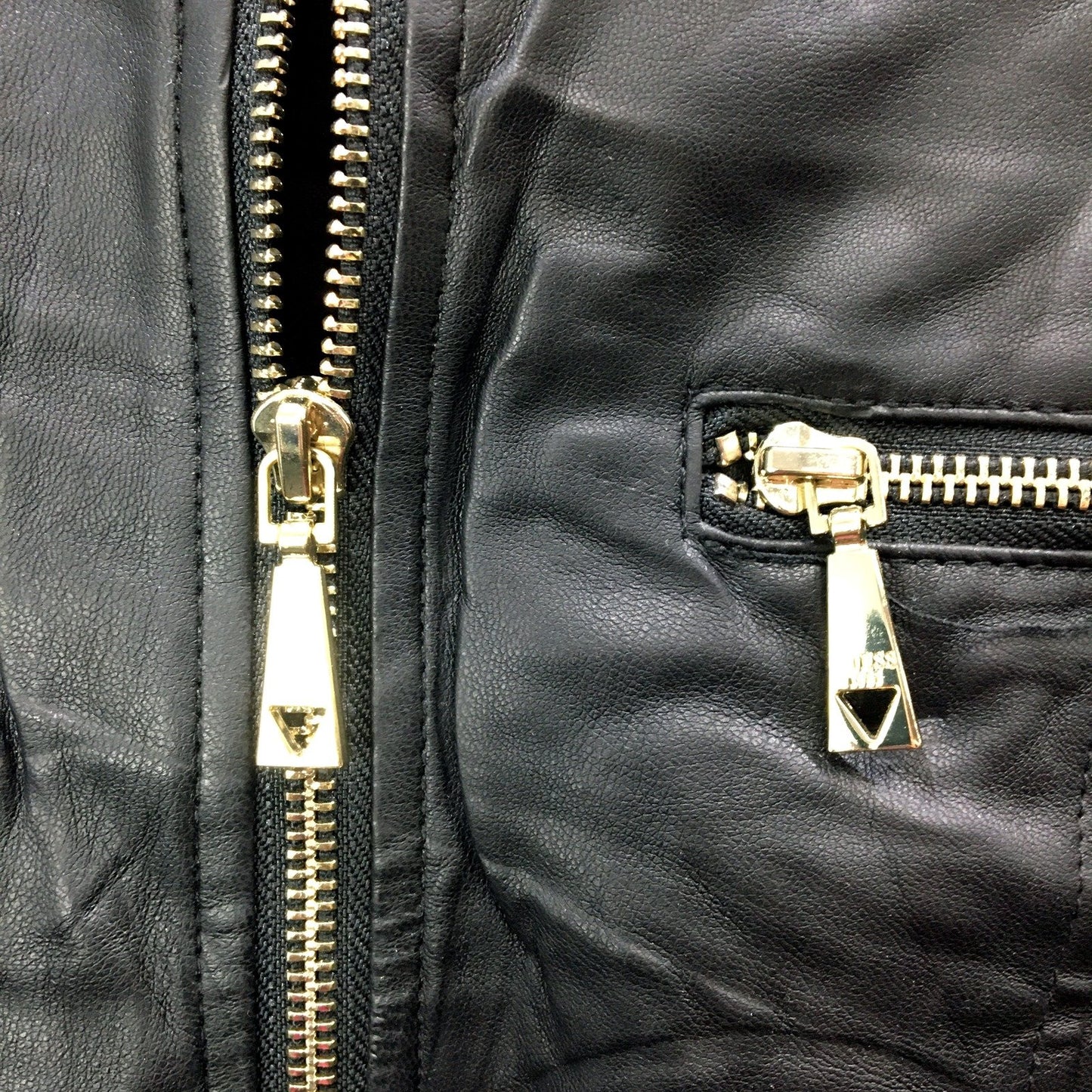 Guess Womens Cropped Faux Leather Jacket in Black for Small Size