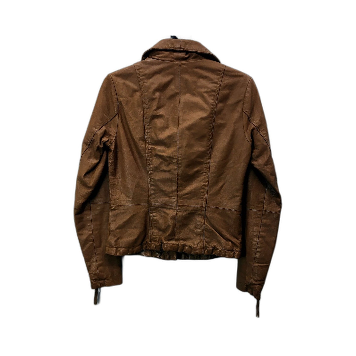 Just Jeans Leather Jacket Womens Leather Moto Jacket in Brown, Size 6