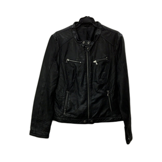 Just Jeans Leather Jacket Womens Moto Jacket in Black, Sz 12