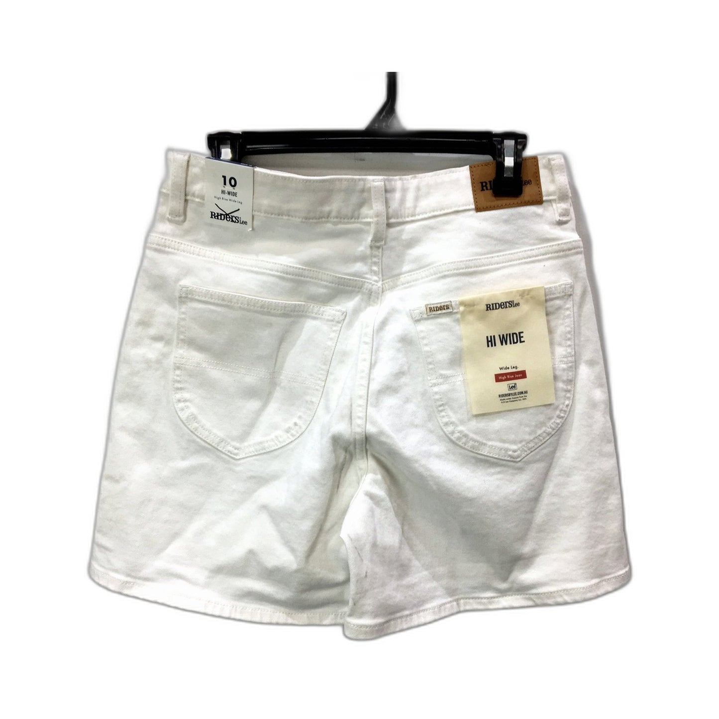 Riders Hi Wide Short Womens by Lee Hi Wide Cotton Shorts Bright Ecru Sz 10 NEW