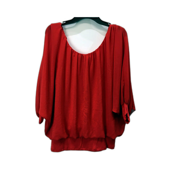 Sandro Ferrone Womens Cotton Pullover Blouse in Red, Size Medium