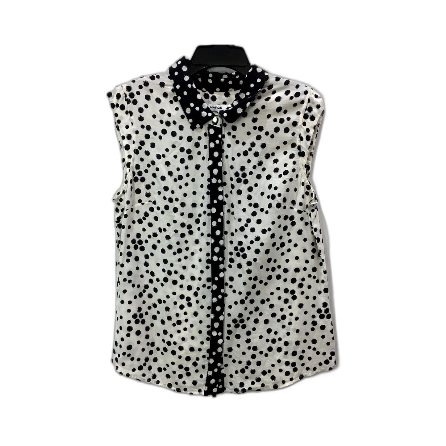 Marcs Womens Polka Dot Blouse Button Up Viscose Soft Black White Sz 10