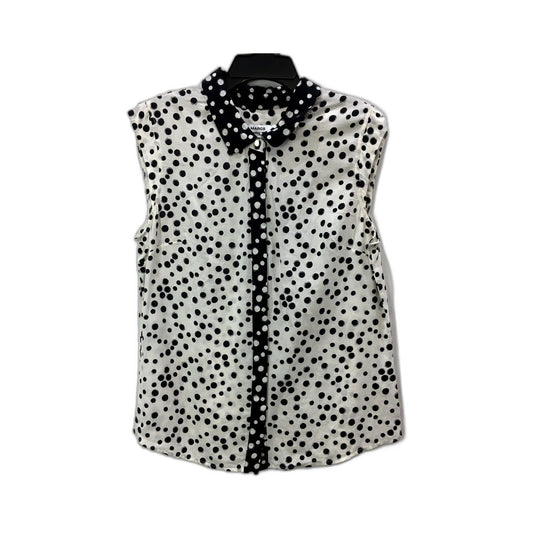Marcs Womens Polka Dot Blouse Button Up Viscose Soft Black White Sz 10