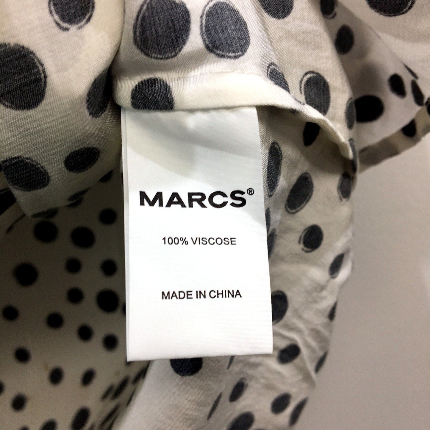 Marcs Womens Polka Dot Blouse Button Up Viscose Soft Black White Sz 10