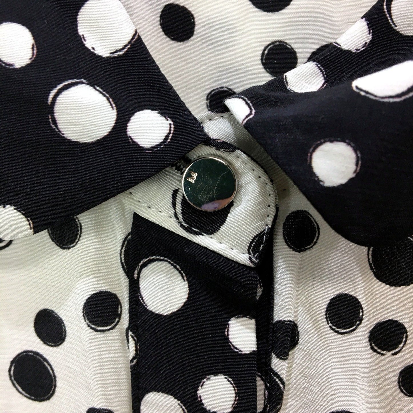 Marcs Womens Polka Dot Blouse Button Up Viscose Soft Black White Sz 10