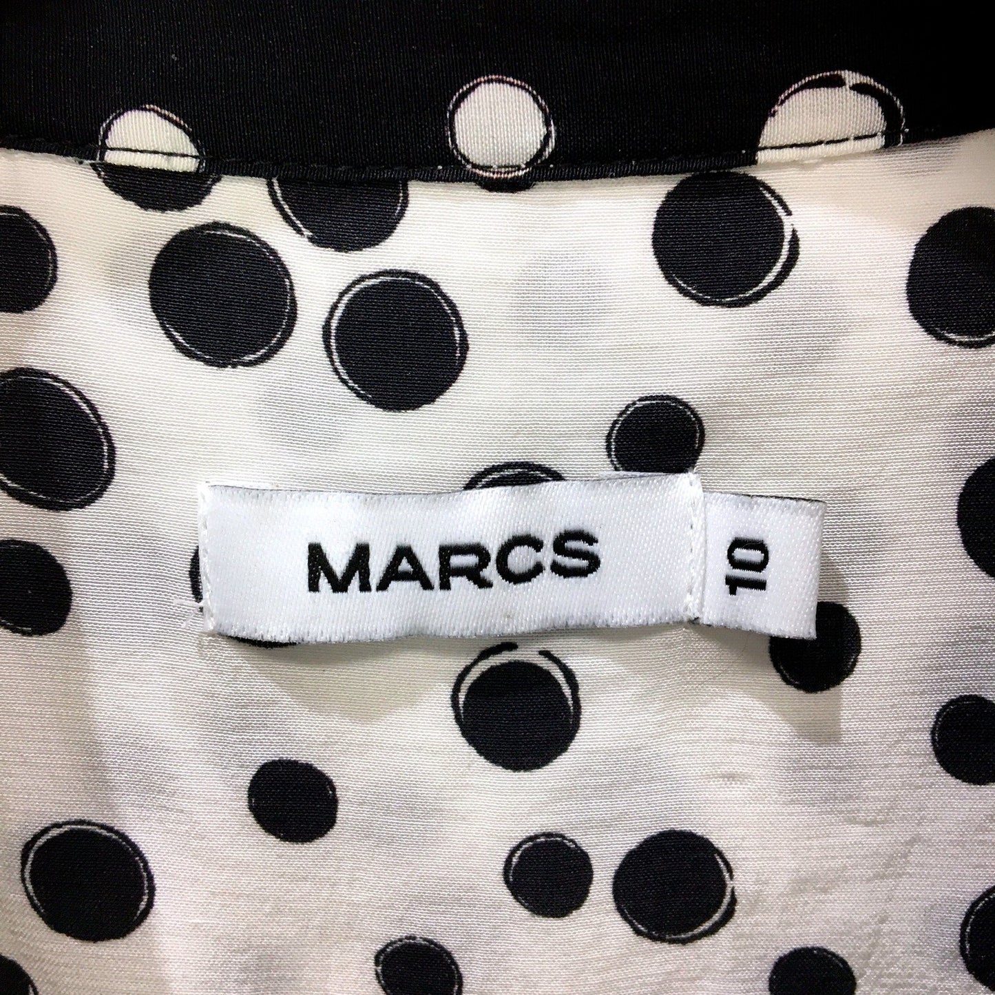 Marcs Womens Polka Dot Blouse Button Up Viscose Soft Black White Sz 10