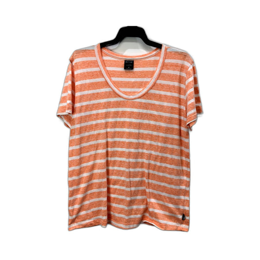 Bonds Womens Striped T-Shirt Orange White Comfortable Cotton Blend Size M