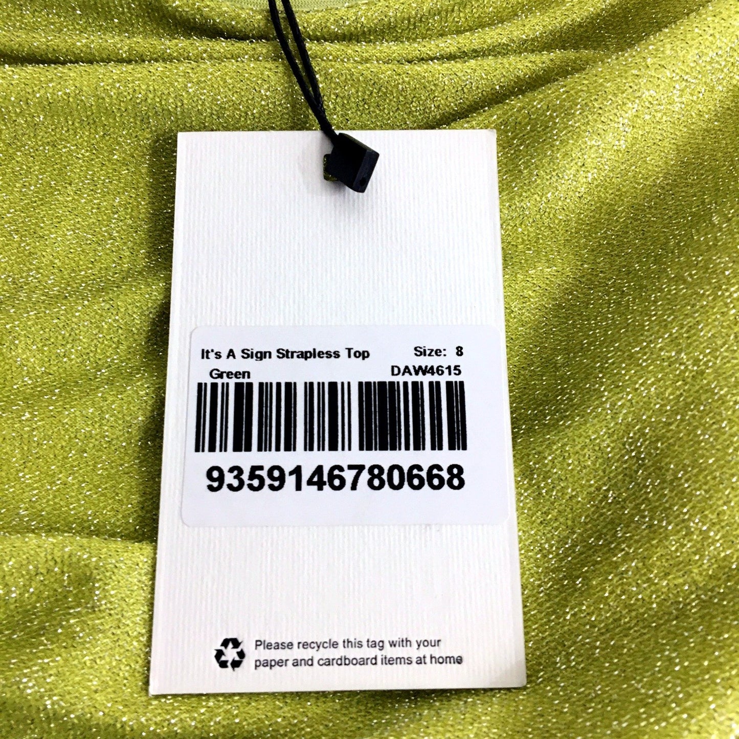 Dazie Womens It's A Sign Strapless Top It's A Sign Strapless Green Top - NEW
