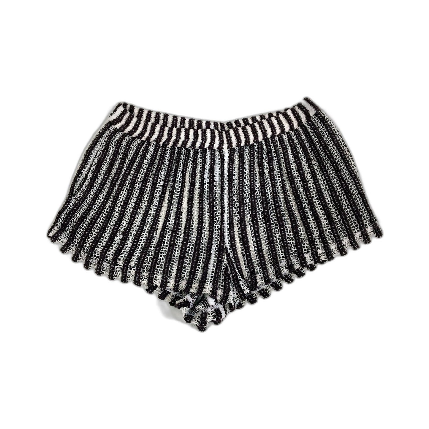Cotton On Body Womens Netted Knit Shorts Brown and White Striped Size Small