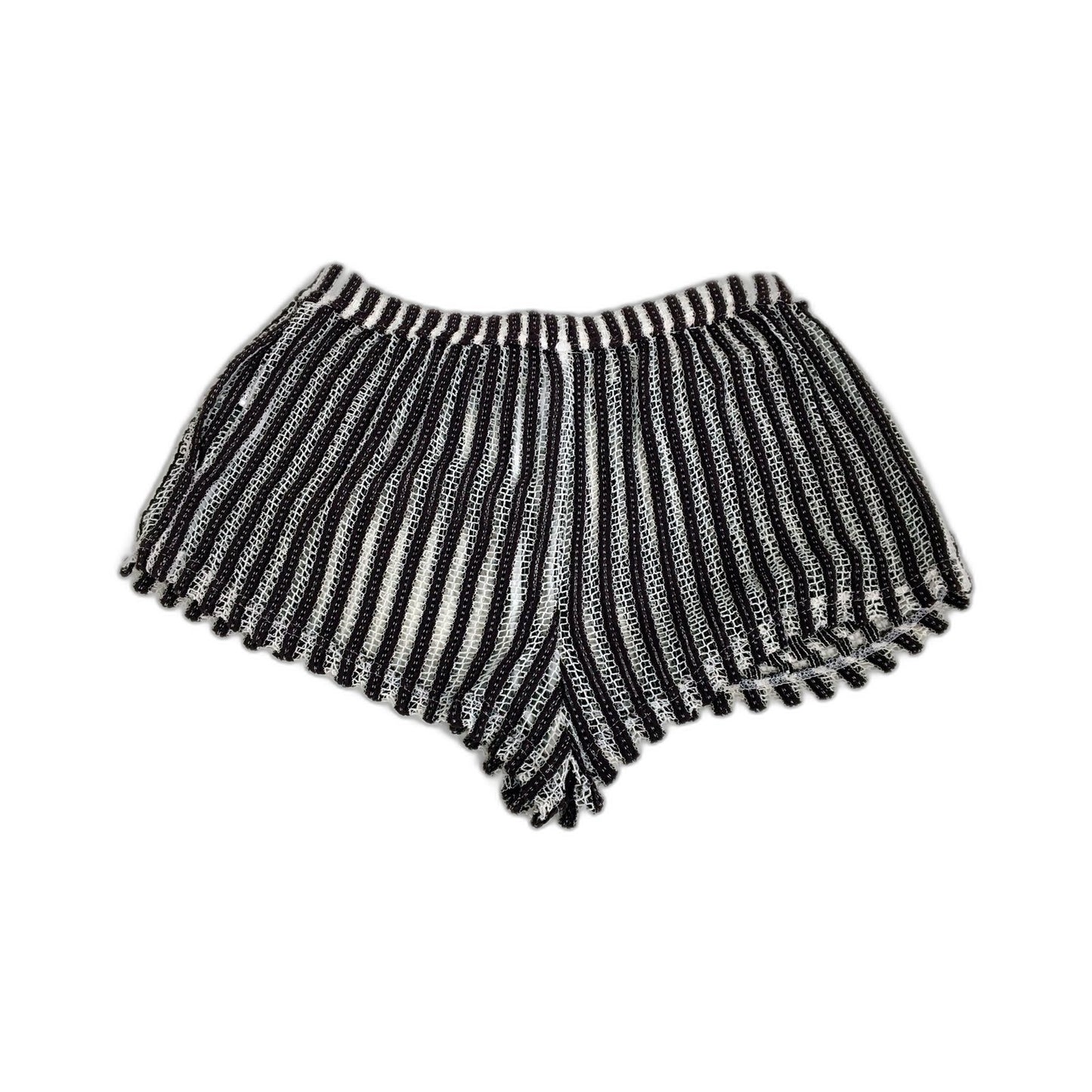 Cotton On Body Womens Netted Knit Shorts Brown and White Striped Size Small