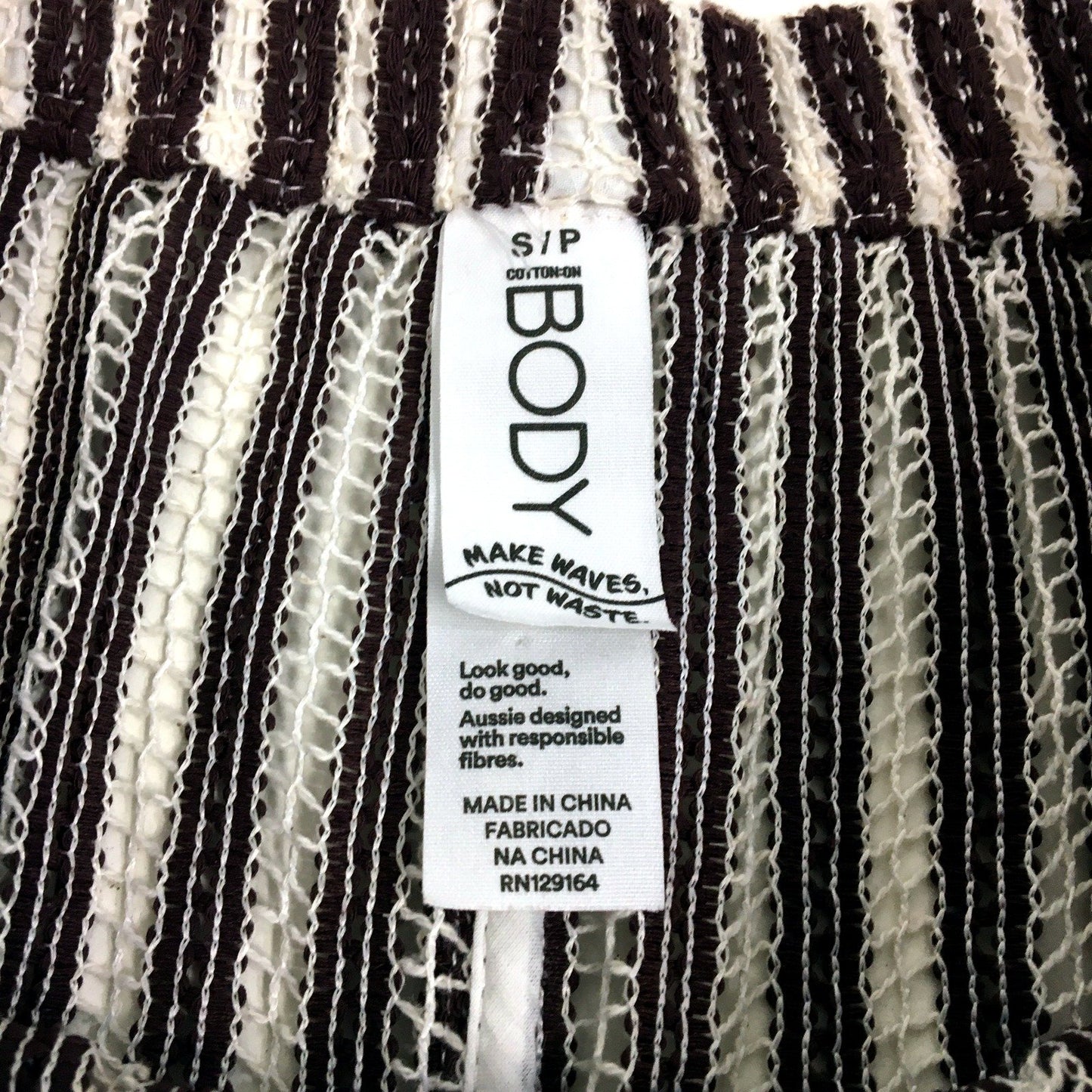Cotton On Body Womens Netted Knit Shorts Brown and White Striped Size Small