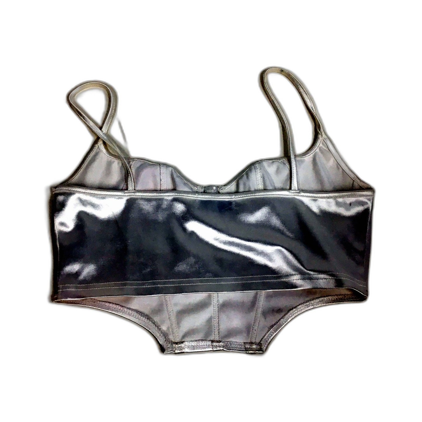 Oscar Street Womens Metallic Silver Crop Top Comfortable Soft Intimate Size L