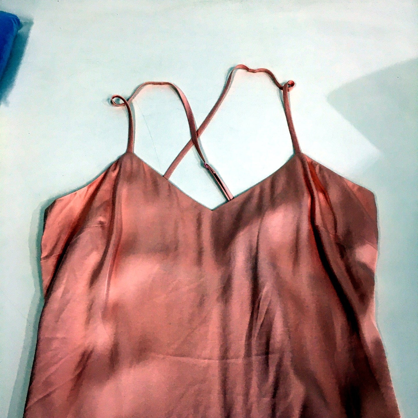 Chloe & Lola Womens Satin Lace Trim Sleep Camisole Nightie Peach Size S NEW