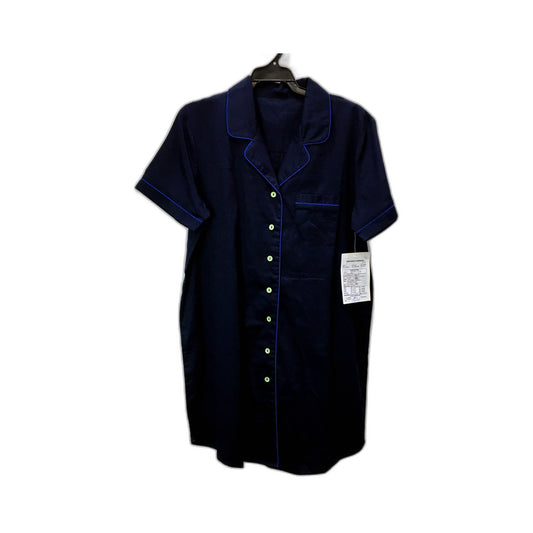 Myers Womens Pajama Long Shirt Navy Blue Contrast Piping Sleepwear Size S NEW