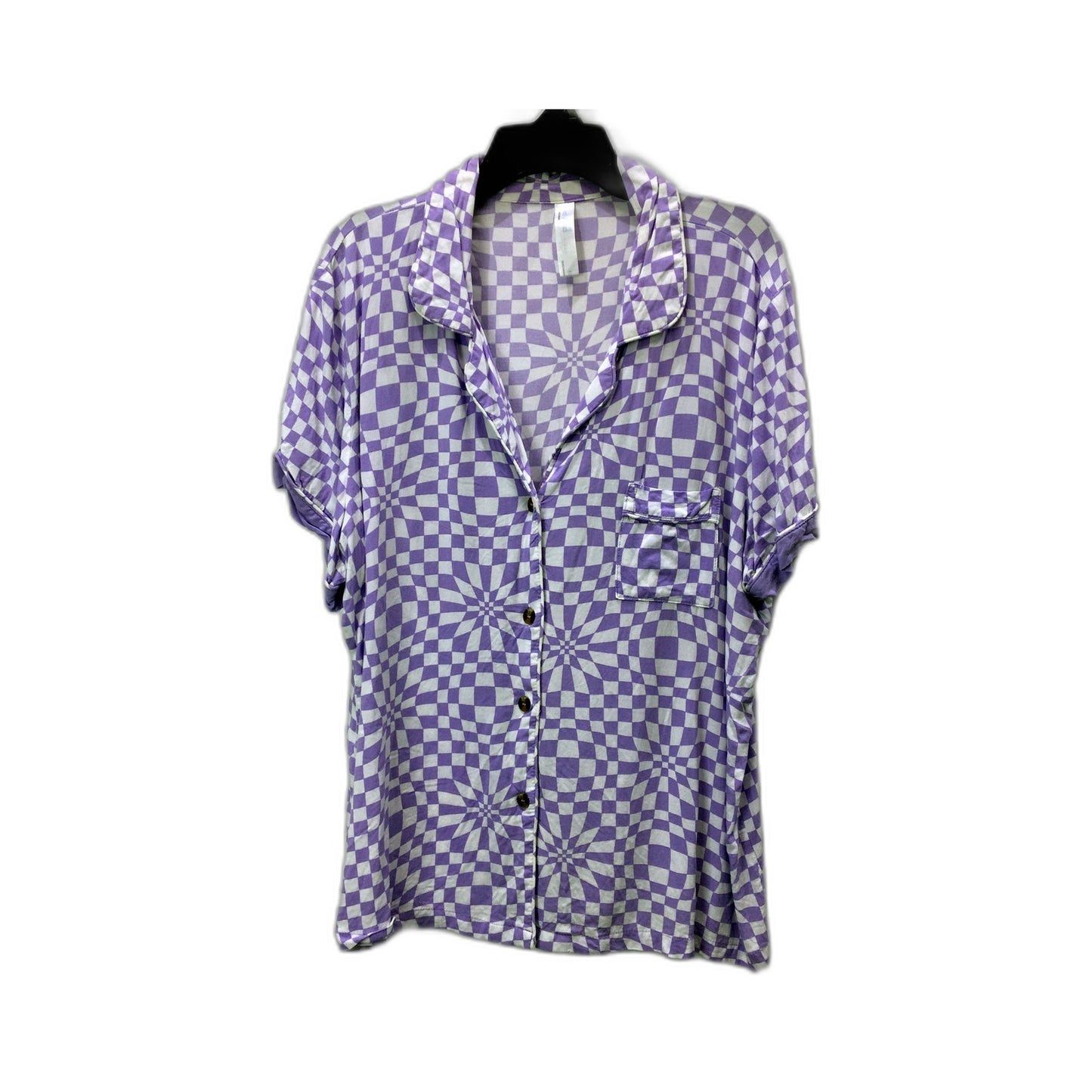 ed.it.ed Womens Button-Down Sleep Shirt Checkered Plaid Purple and White Size 16