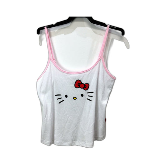 Hello Kitty Womens Singlet/Tank Top White with Pink Trim Cotton Blend Size 12
