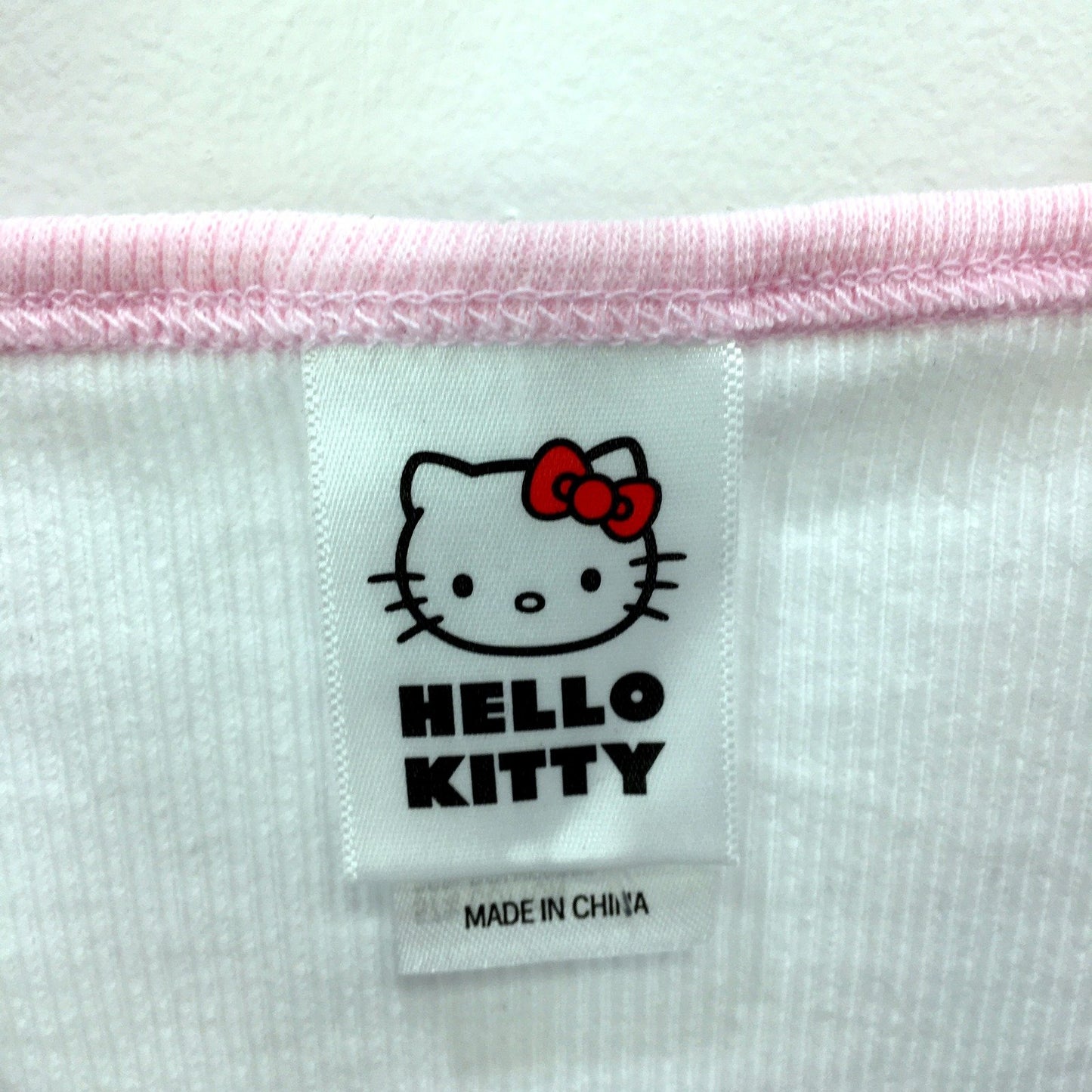 Hello Kitty Womens Singlet/Tank Top White with Pink Trim Cotton Blend Size 12