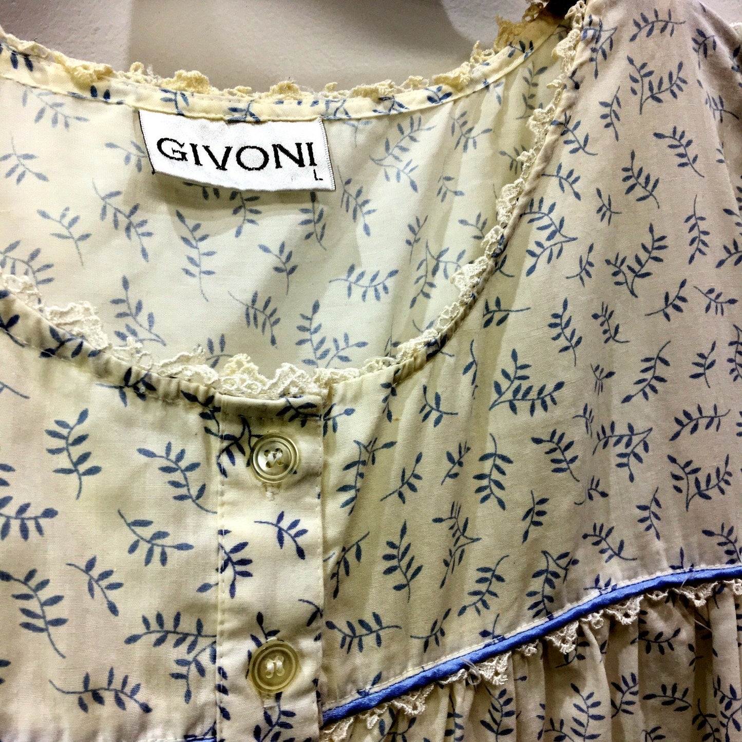 Givoni Womens Floral Print Nightie Button Front Cotton Dress White Size L