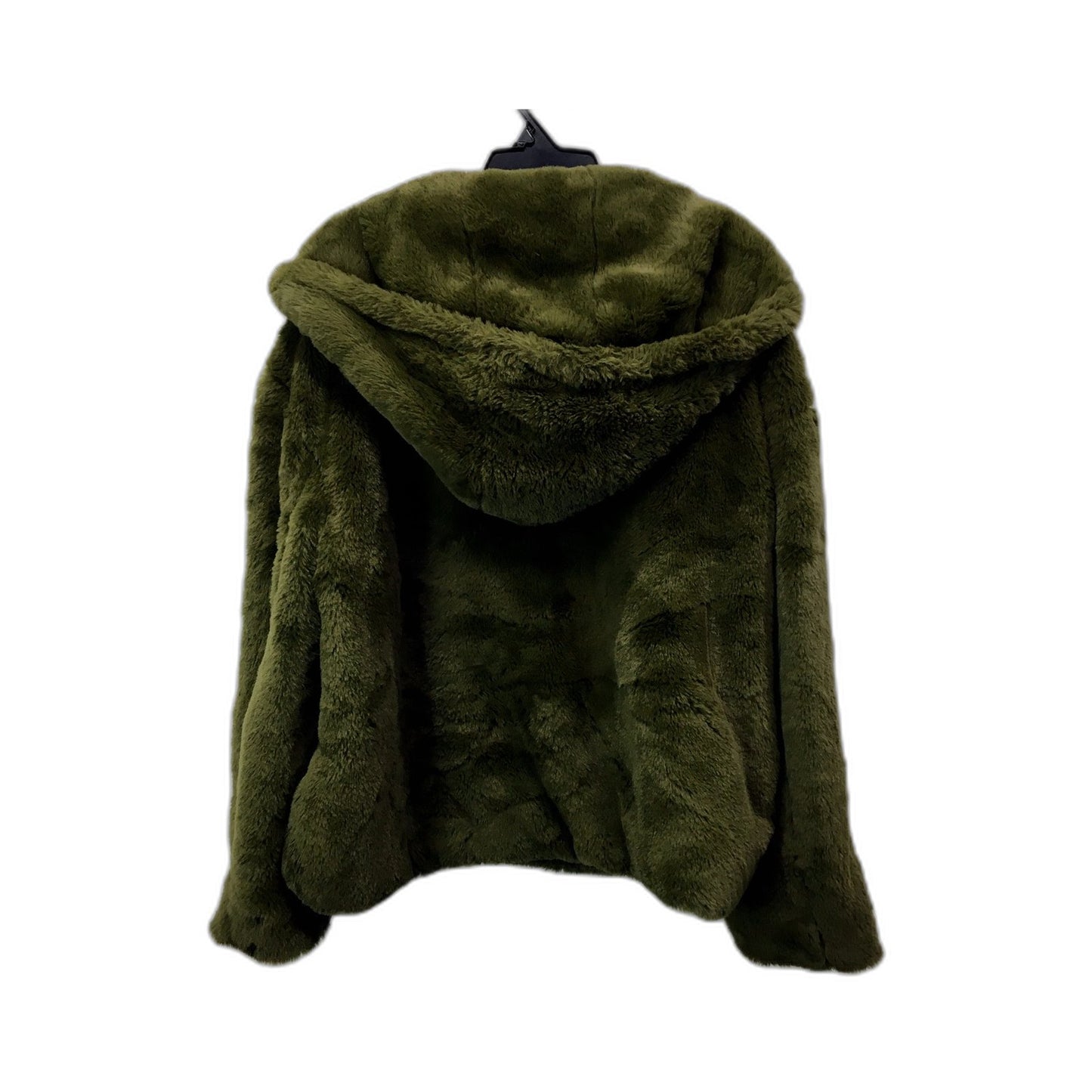 Zara Womens Faux Fur Jacket Faux Fur Hooded Jacket in Olive Green, Small Size