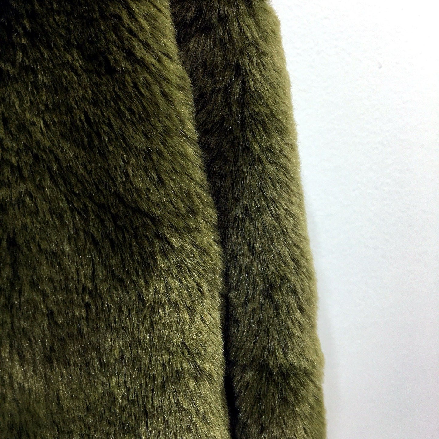 Zara Womens Faux Fur Jacket Faux Fur Hooded Jacket in Olive Green, Small Size