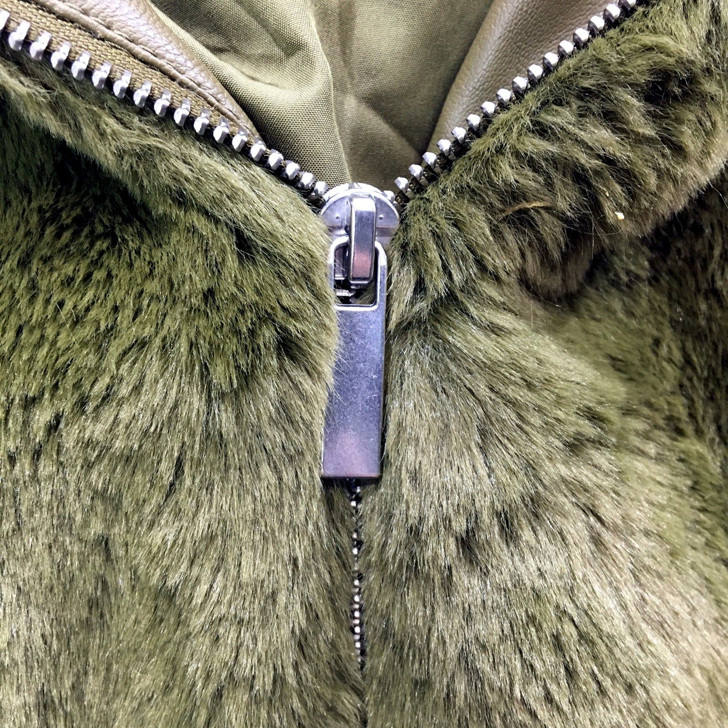 Zara Womens Faux Fur Jacket Faux Fur Hooded Jacket in Olive Green, Small Size