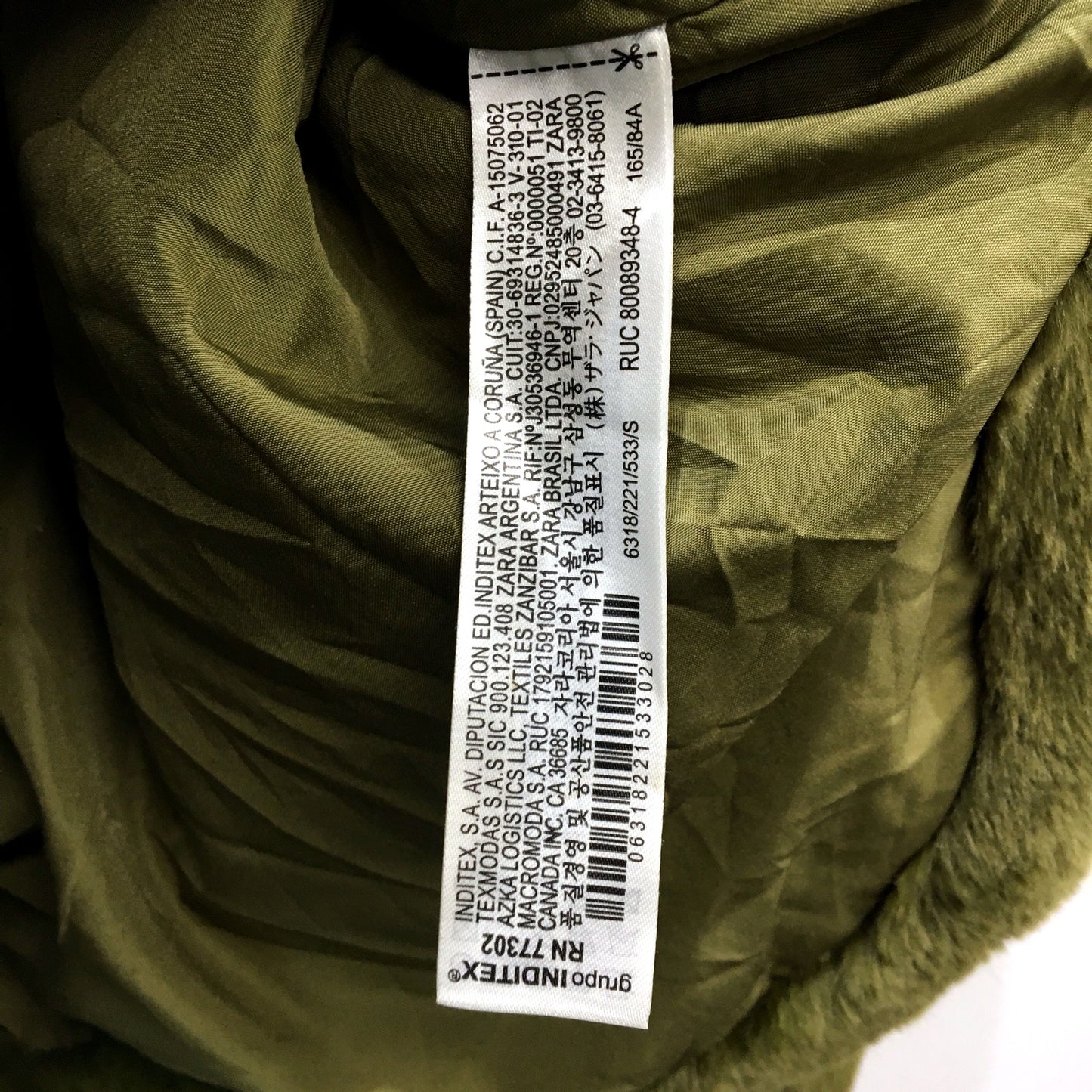 Zara Womens Faux Fur Jacket Faux Fur Hooded Jacket in Olive Green, Small Size