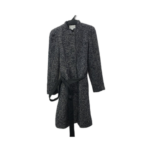 H & M Wool Blend Herringbone Belted Coat Warm Winter Outerwear Size 8