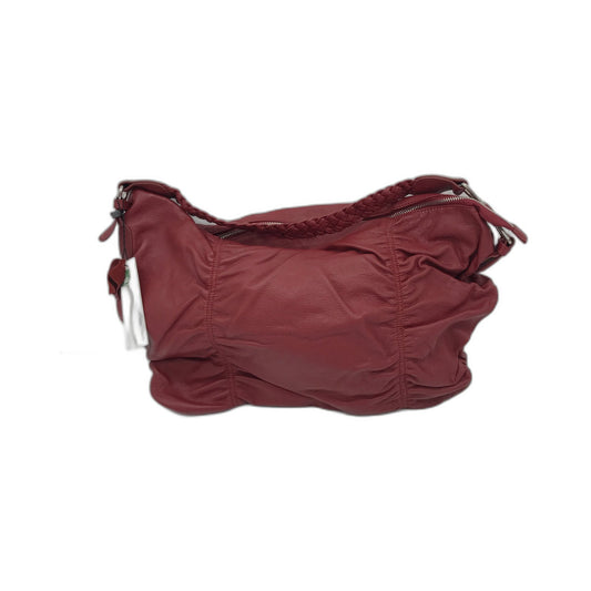 Poppy Green Leather Hobo Bag Red Stylish Ruched Handbag for Women NEW