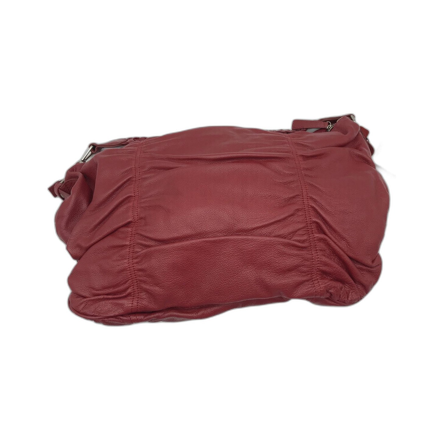 Poppy Green Leather Hobo Bag Red Stylish Ruched Handbag for Women NEW