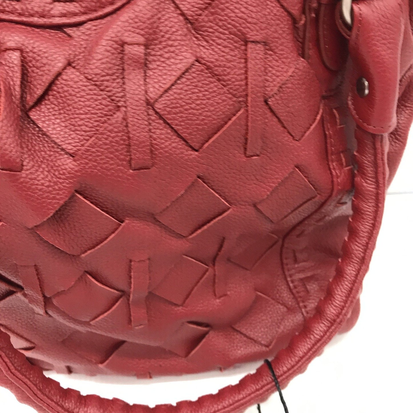 Poppy Green Genuine Leather Handbag Red Quilted Patchwork NEW