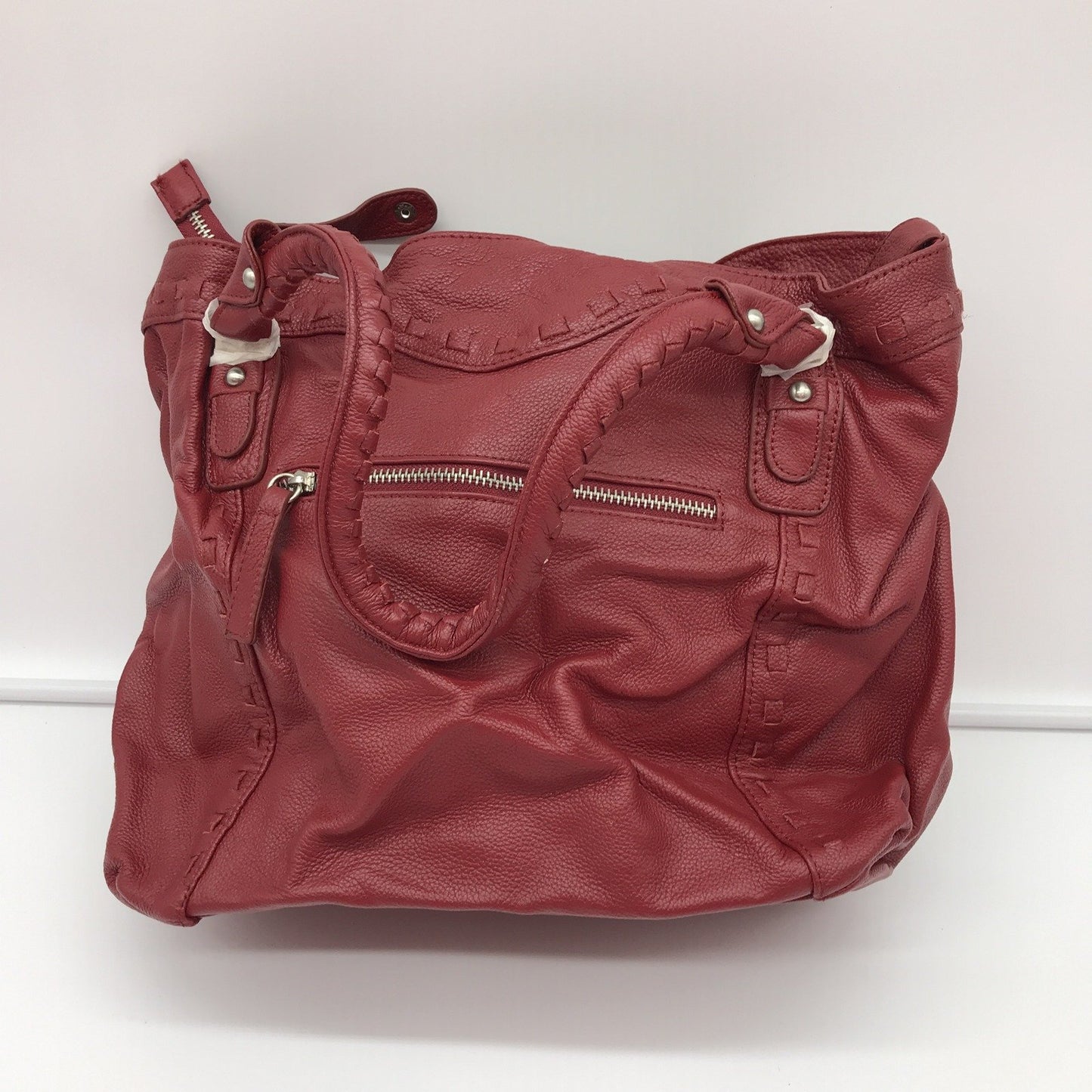 Poppy Green Genuine Leather Handbag Red Quilted Patchwork NEW