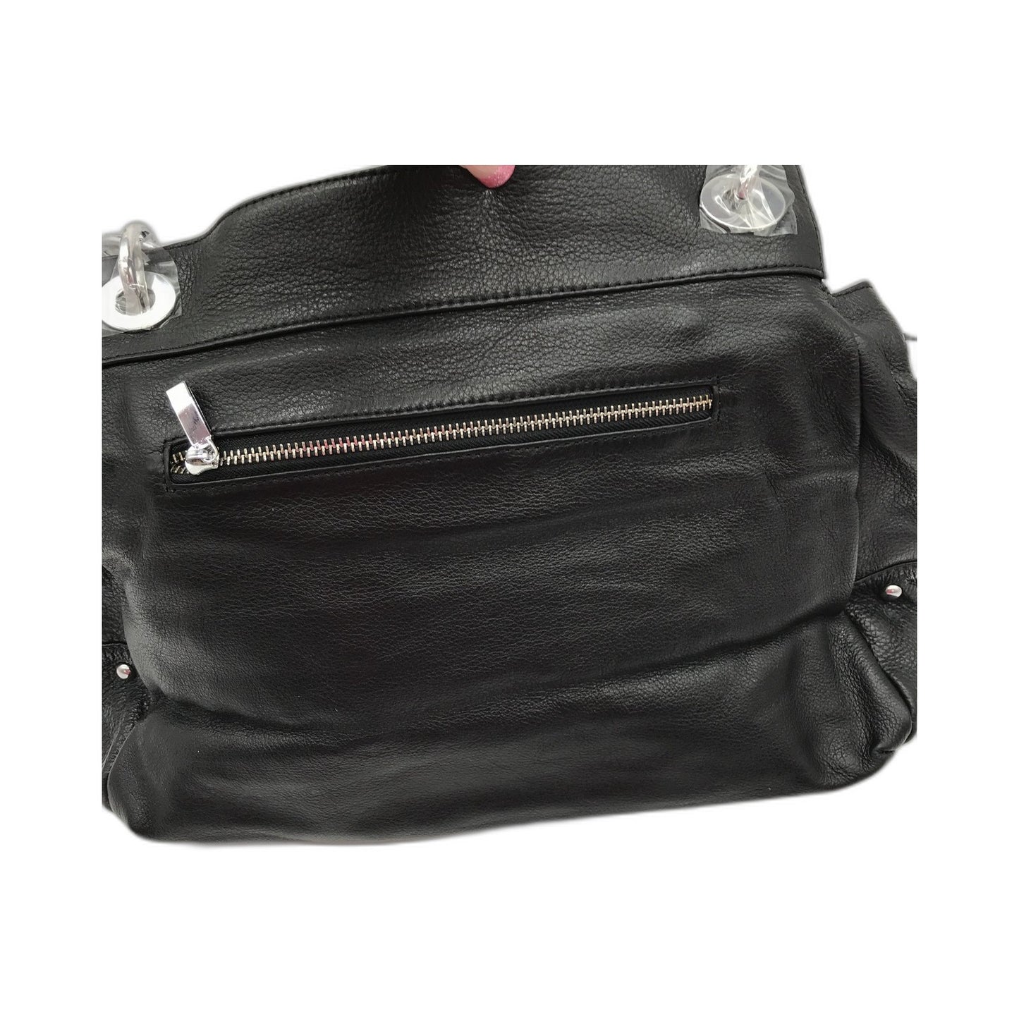 Poppy Green Leather Handbag Tote Bag Shoulder Unisex Black Purse NEW