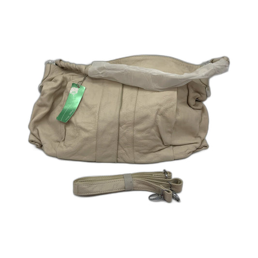 Poppy Green Braided Strap Leather Hobo Bag Beige Unisex Handbag NEW