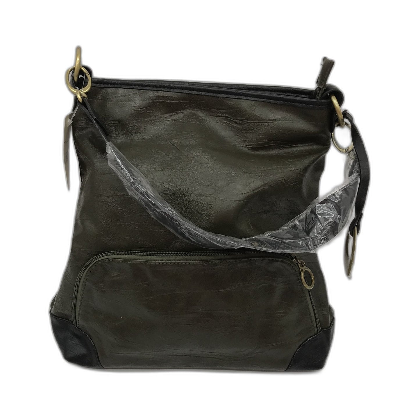Hobo Shoulder Bag Faux Leather Olive Green Unisex NEW