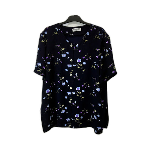 Aussie Girl Womens Floral Print Button-Down Blouse Multi Color with and Size M