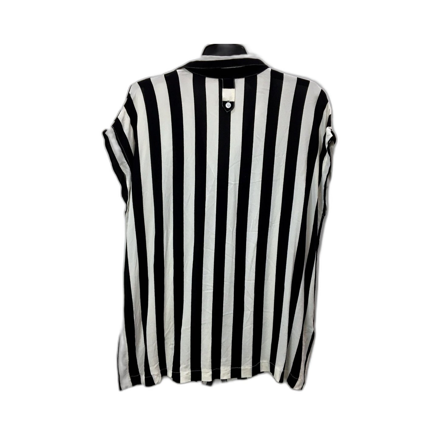 Sandra Soulos Womens Button-Down Shirt Black and White Striped Size 14