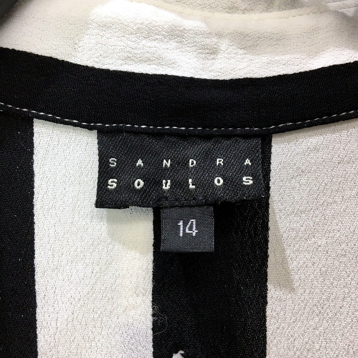 Sandra Soulos Womens Button-Down Shirt Black and White Striped Size 14