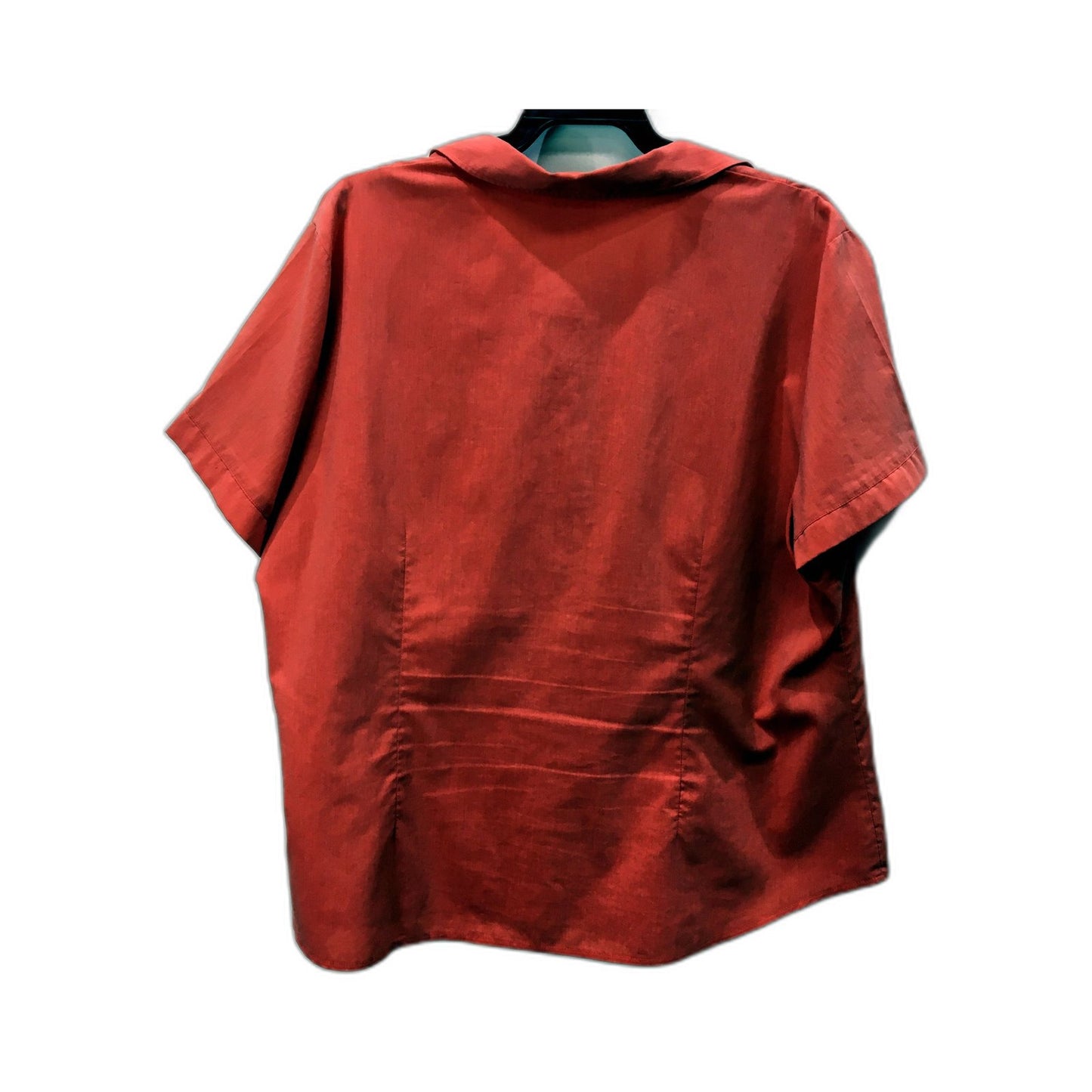 Katies Womens Button-Down Blouse Short Sleeve Cotton Red Size 20